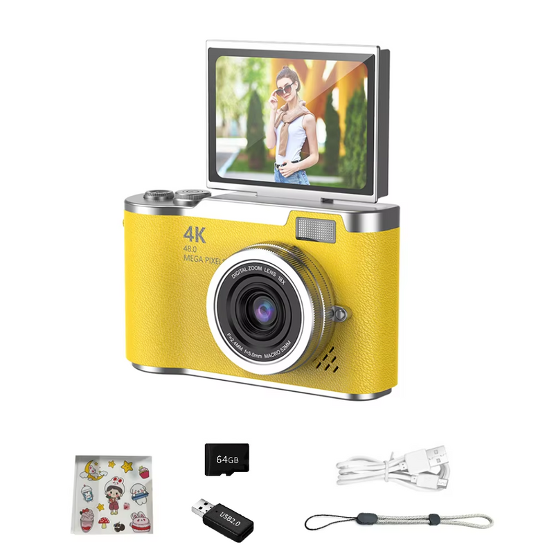 Foldable Screen Student Camera 18X Zoom Anti-Shake with Flip Screen