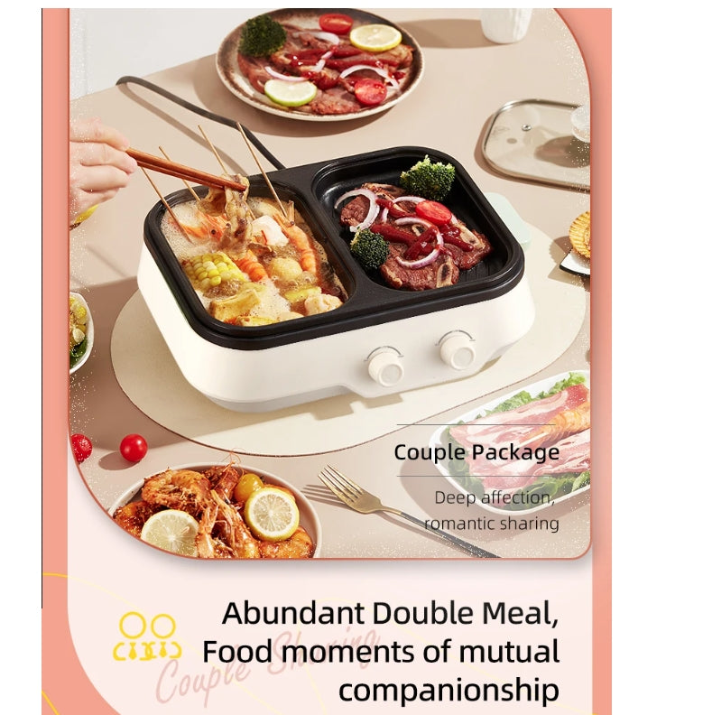Electric Hot Pot Grill Cooker Household Multi-Cooker Non-Stick Cooking Pot