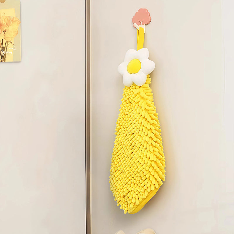 Cute Flower Hand Towel, Ultra-Soft Chenille Hanging Hand Drying Cloth - I PCS