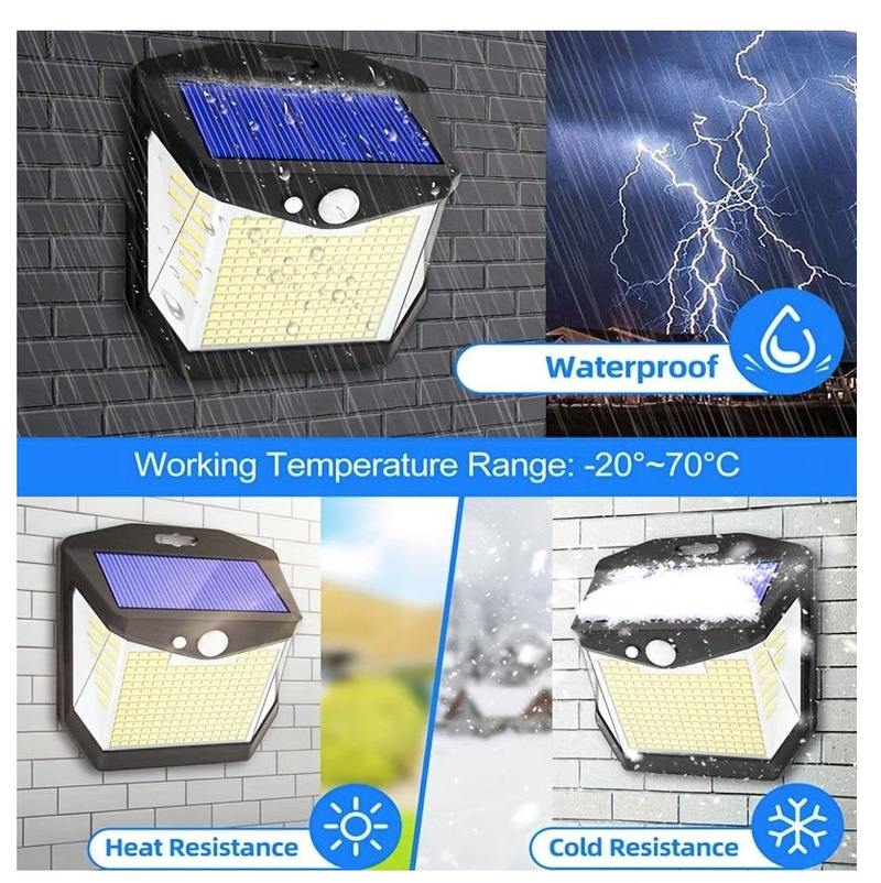IPSTYLE Solar Wall Lights Outdoor Solar Lamp Sunlight Street Light 128 LED