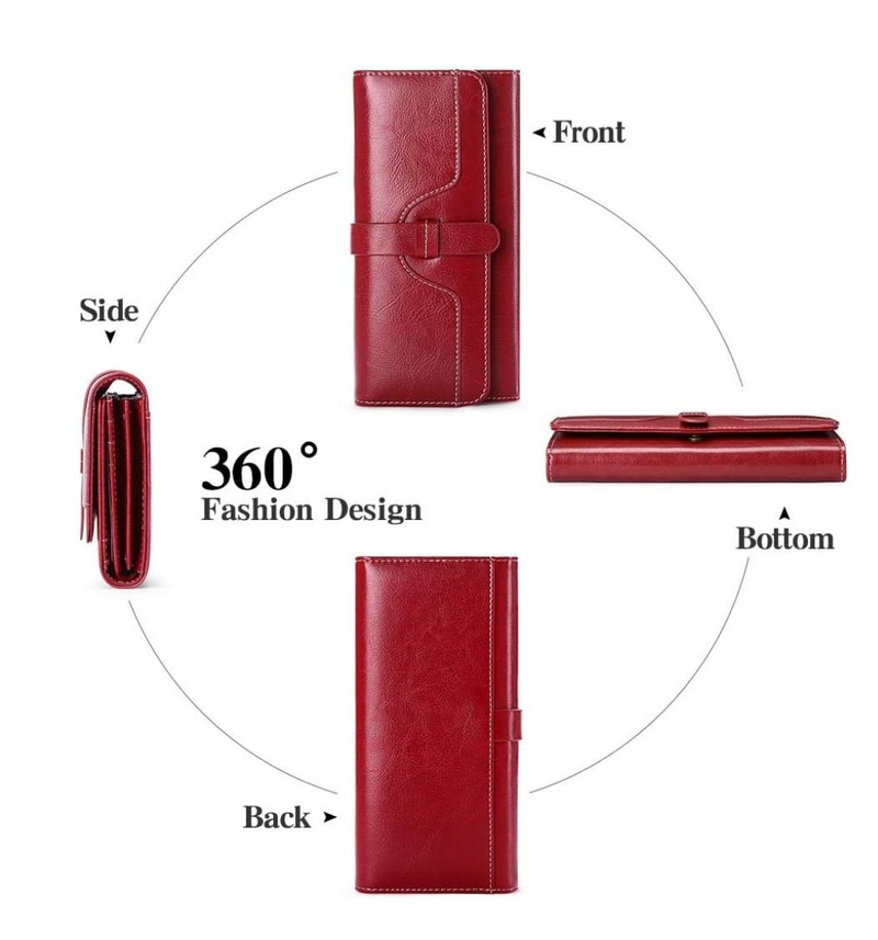 Woman Wallets Leather with Blocking Trifold Credit Card Holder - IPSTYLE