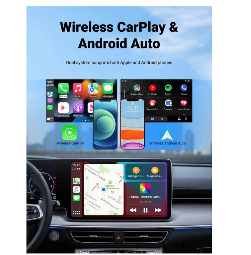IPSTYLE 2in1 Mini Wireless CarPlay&Android Auto Adapter 5GHz WiFi