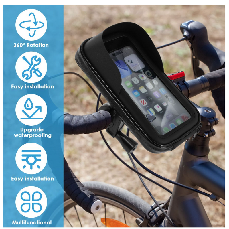 Bike Phone Holder Bag Waterproof Motorcycle Handlebar Bag Phone Mount - Handlebars