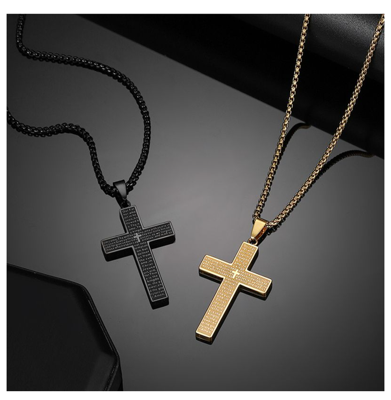 Cross Pendant Necklace For Men Our Father Who Art In Heaven Jewelry