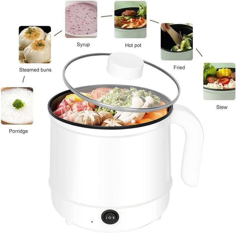 IPSTYLE Electric Cooker Non-Stick Mini Hot Pot Portable Travel Cooker 1.7L