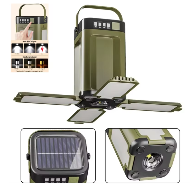Camping Light Solar Charging Foldable 2000mah Power Bank Tent Light