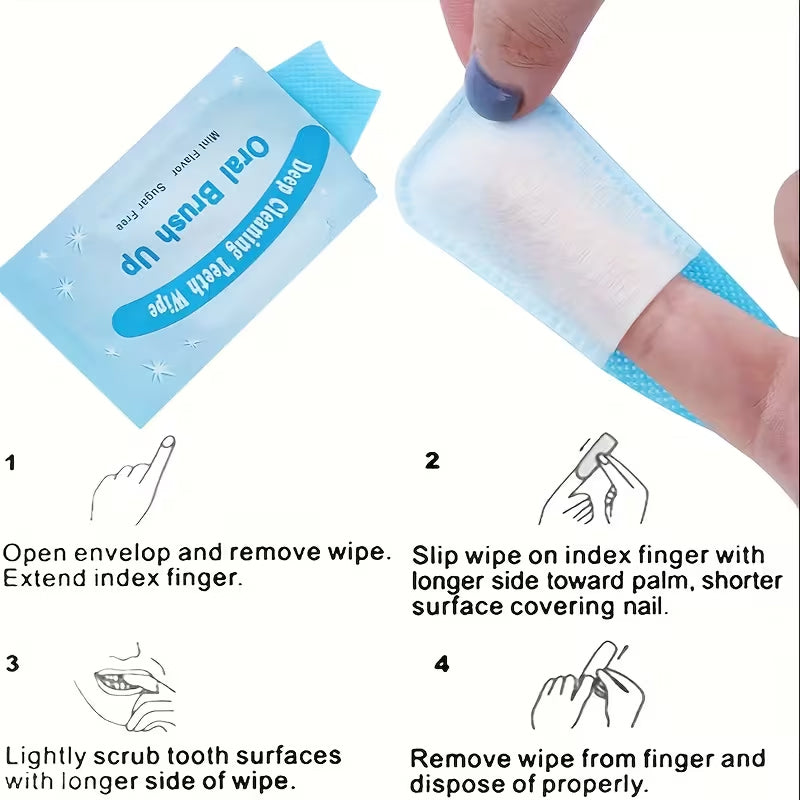 20Piece Mint Finger Tooth Wipes, Deep Cleaning Disposable Teeth Cleaning Swabs