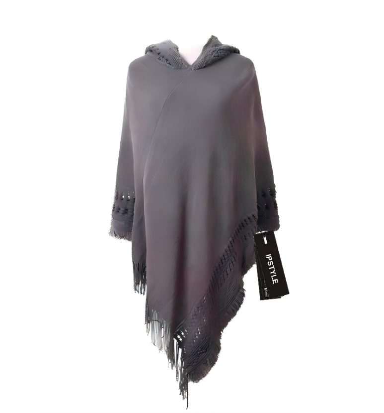 Women Ladies Tassel Cape Coat Fringe Poncho Oblique Stripe Coat Bohemian