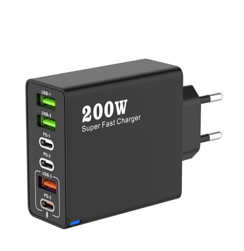 6 Ports Fast Charger USB C Multi Ports PD Quick Charge Wall Phone Adapter