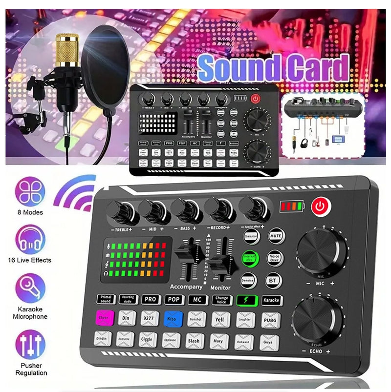 IPSTYLE DJ Equipment Microphone Sound Card Console Studio Sound Card Kit