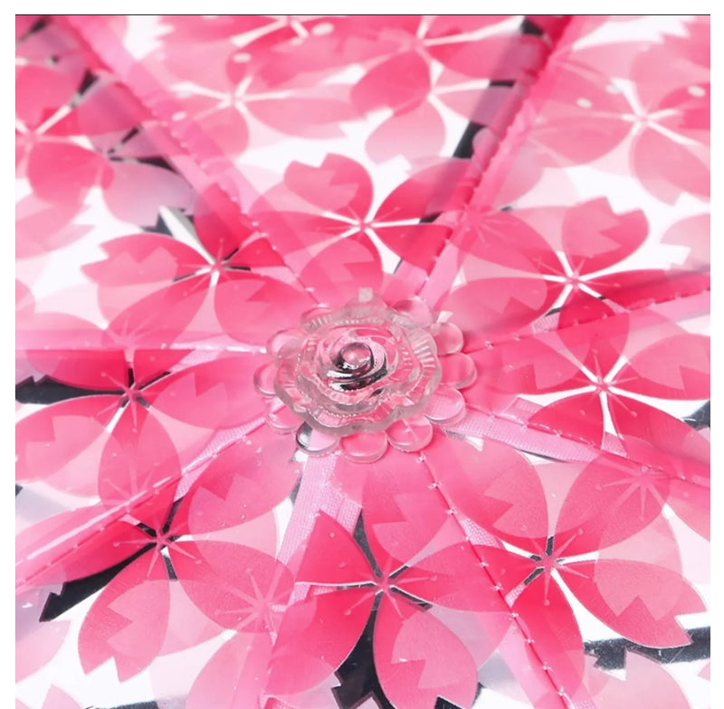 IPSTYLE Umbrella Portable Household Rain Gear Cherry Blossom Transparent Umbrella