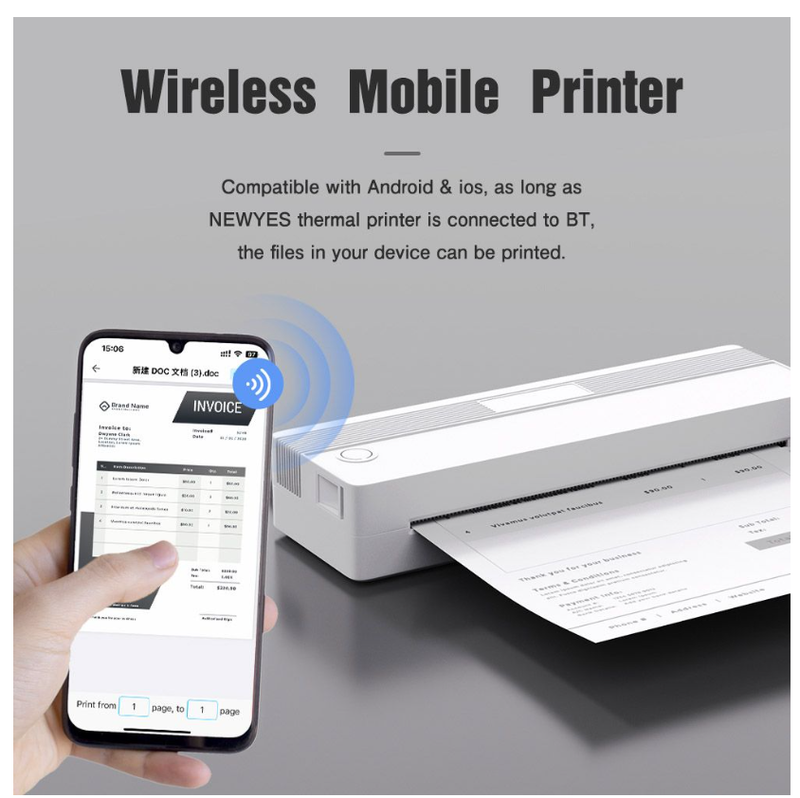 Mini A4 Portable Printer Wireless Mobile Thermal Printer 8 Inch