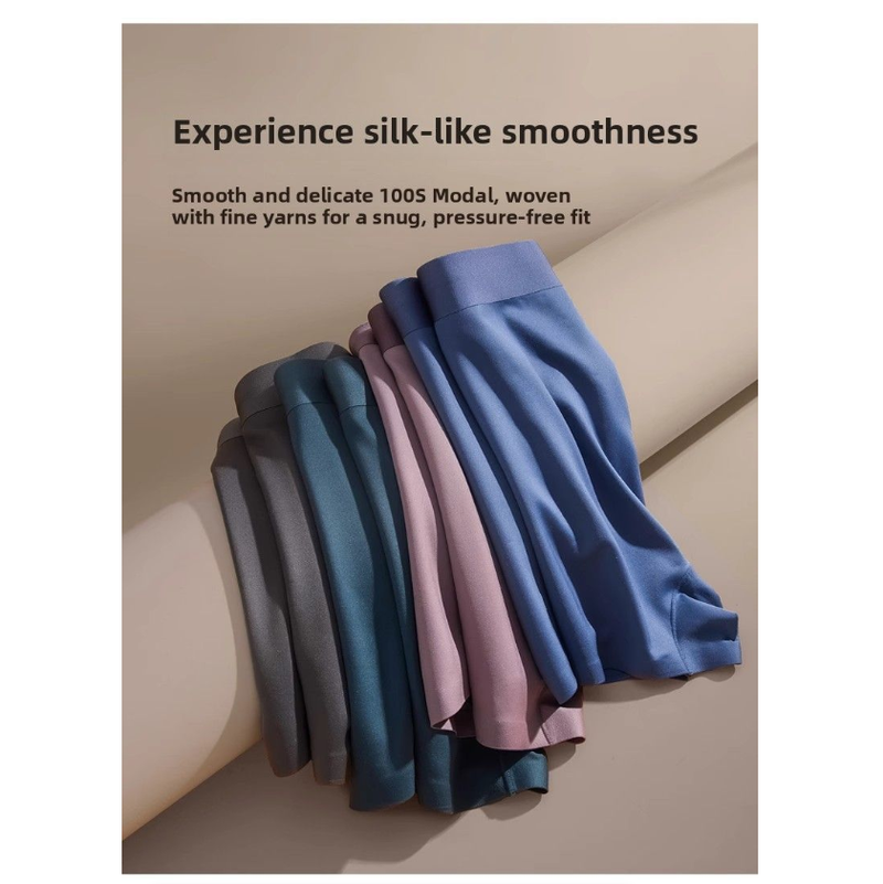 Men's Underwear Seamless Antibacterial Mulberry Silk Crotch Boxer Briefs