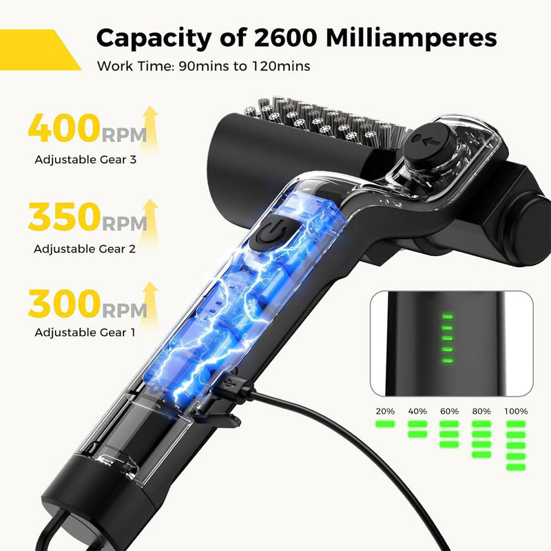Electric Grill Brush, Cordless Rechargeable Electric BBQ Grill Cleaner