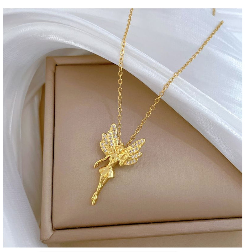 Exquisite Fashion Micro-inlaid Gorgeous Angel Wings Cute Necklace Charm