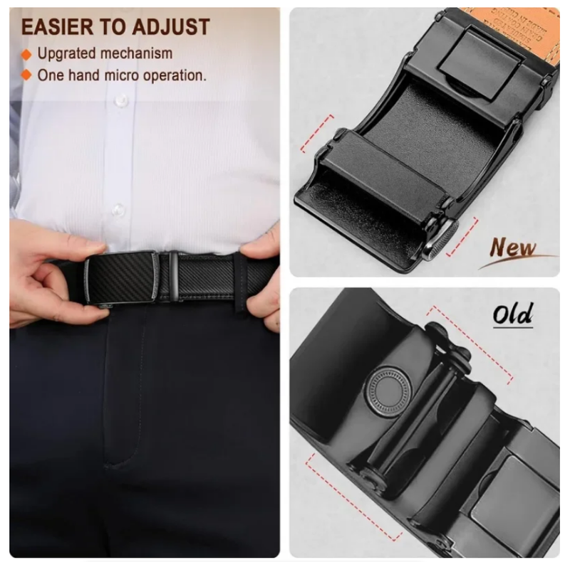 Men's Genuine Leather Cowhide Belt Toothless Automatic Buckle