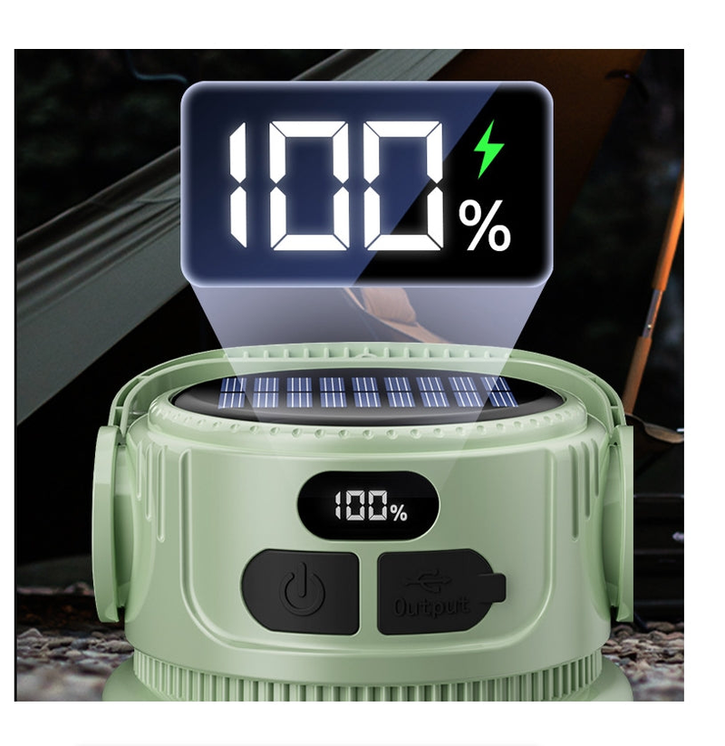 LED Camping Lamp Solar & USB Dual Light Source for Outdoor Garden BBQ