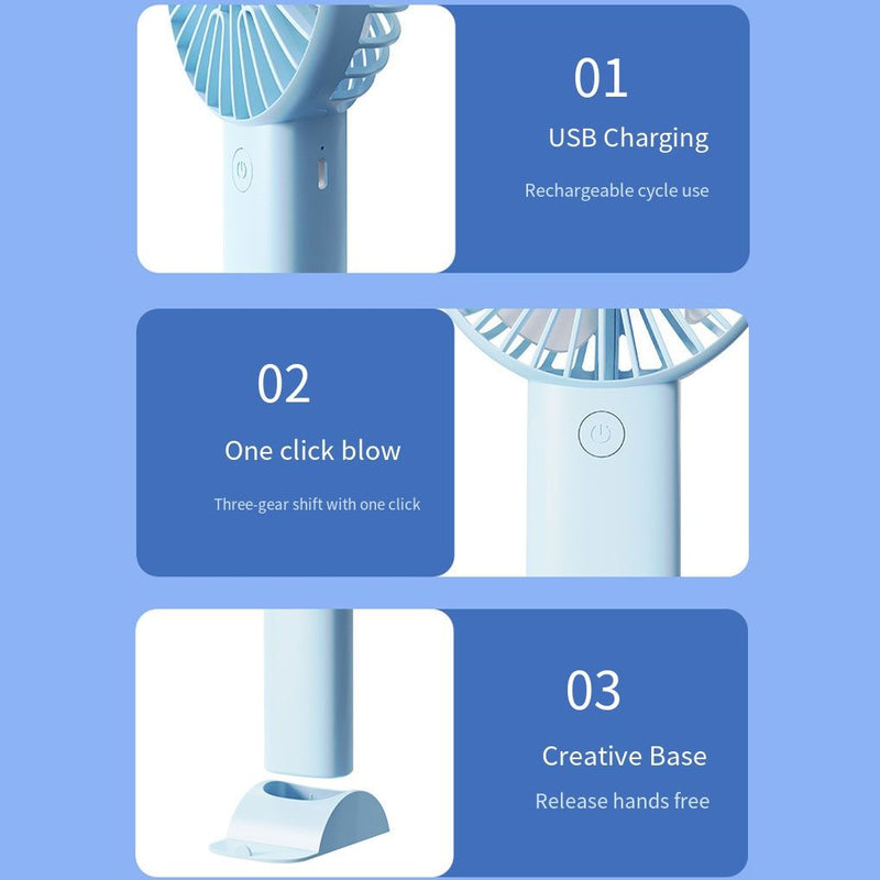 Portable Handheld Fan Small Cooling USB Rechargeable Mute Handheld Fan