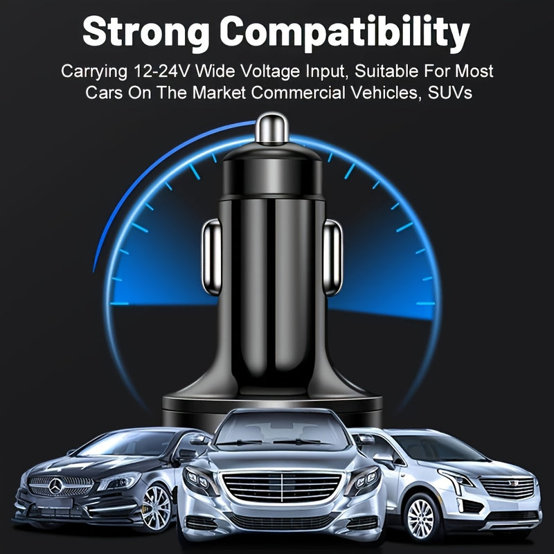 4-Port Fast Car Charger with USB-C PD & Digital Display – for iPhone, Samsung & More