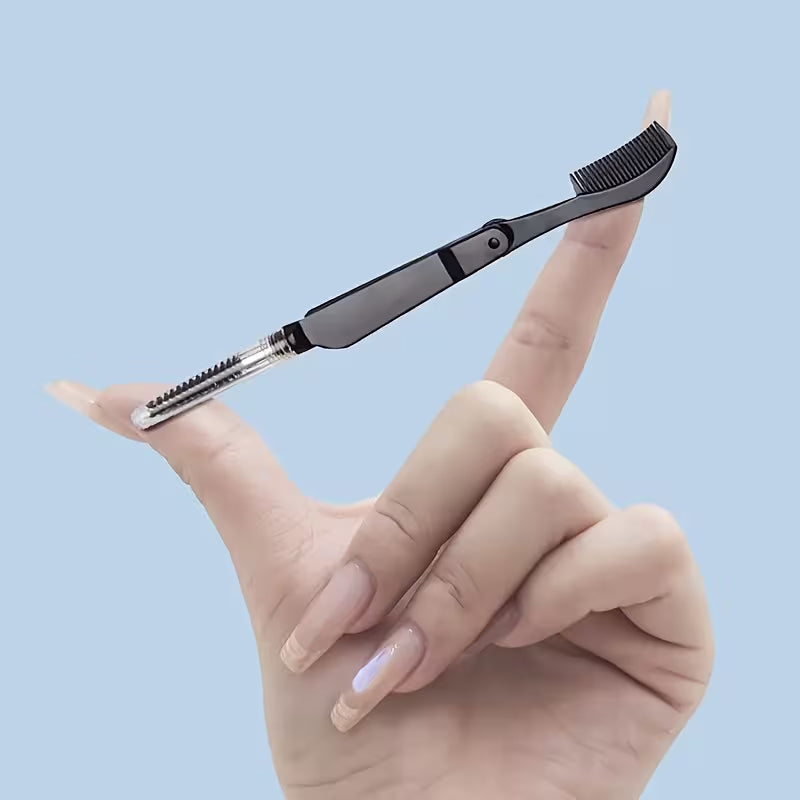1Piece Double-Ended Eyelash Comb, Foldable Mascara Brush & Eyebrow Grooming Tool