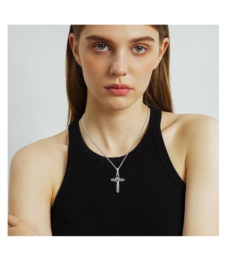Jesus Saint Benedict Necklace Cross Necklace Pendant Vintage Jewelry