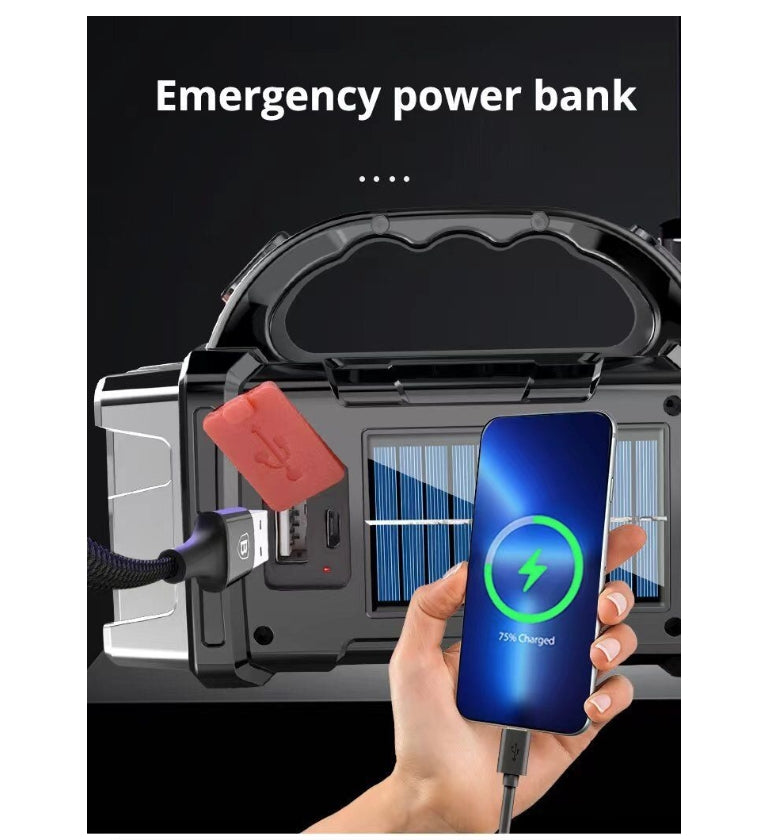 Solar LED Flashlight With COB Work Lights USB Rechargeable Handheld