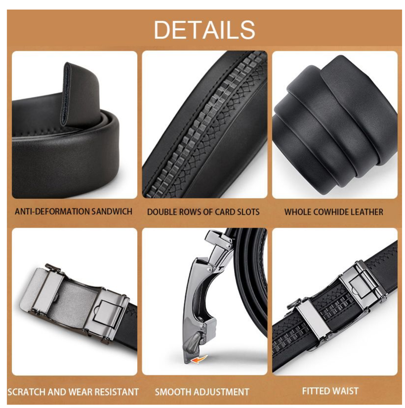 Men's Genuine Leather Belt Minimalist Business Style Automatic/Pin Buckle