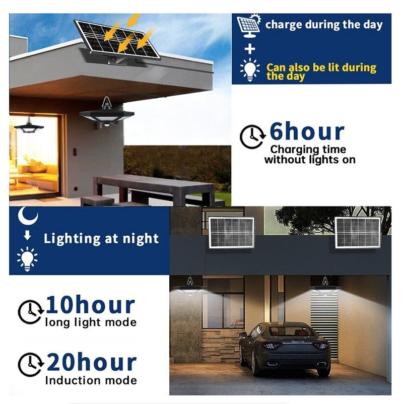 Solar Shed Light Solar Pendant Light For Indoor Outdoor 180 LED 1000LM