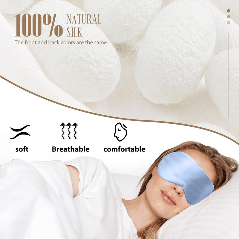 Sleep Mask for Side Sleepers, Soft Silk Eye Mask with Adjustable Strap