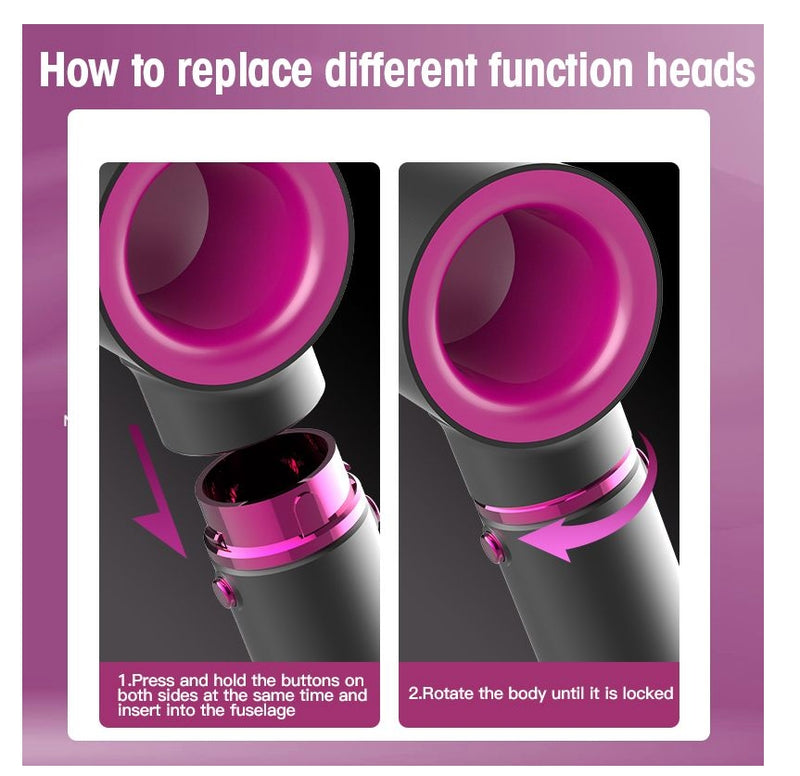 Hair Dryer Hot Air Brush Replaceable Head Straightener Curler Comb Roller