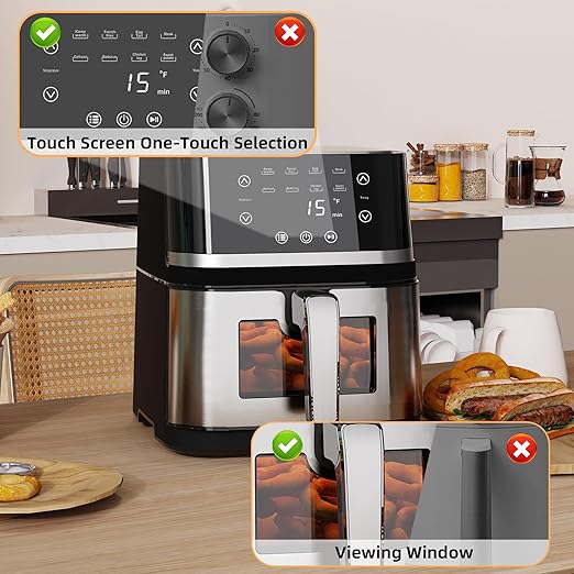 6.5L Large Digital Air Fryer with Window for Kitchen Use,Nonstick