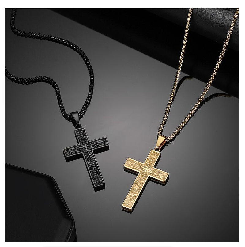 Cross Pendant Necklace For Men Our Father Who Art In Heaven Jewelry