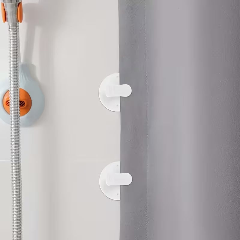 4Piece Shower Curtain Windproof Clips, Adhesive Splash-Proof Curtain Weight Holders