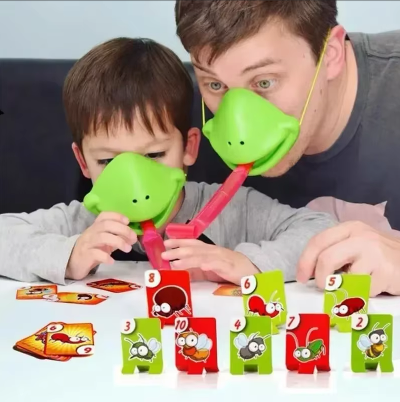 Board Game Interactive Toy Frog Mask Wagging Tongue Lick Cards Toy for Kids