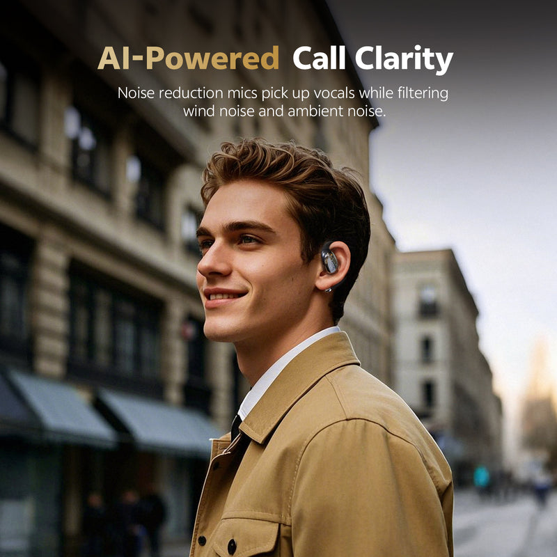QCY Crossky R70 Open-Ear Earbuds, LDAC Hi-Res Audio, 52H Playtime