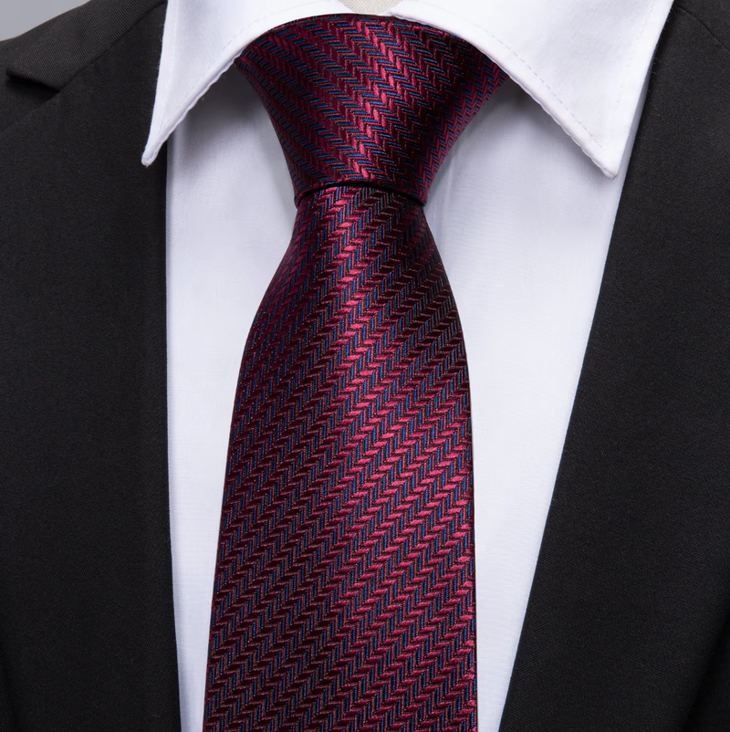 Silk Wedding Necktie Jacquard Woven Striped Ties Men Handkerchief Cufflink Set