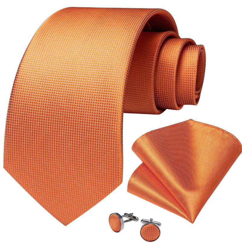 Men Tie Handkerchief Cufflinks Set Jacquard Necktie Wedding Business