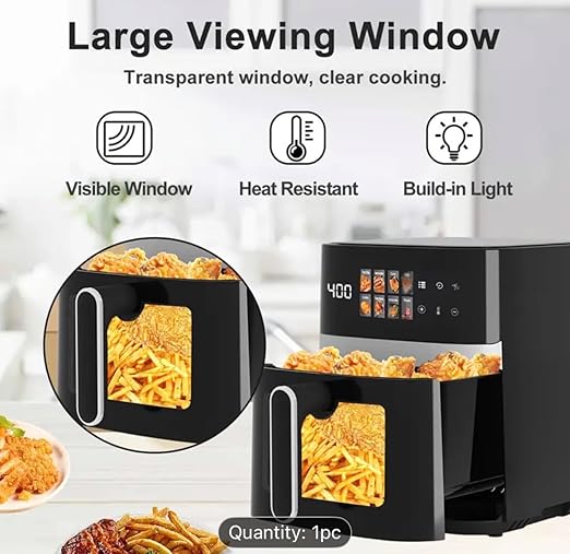 5.5L Digital Smart Air Fryer, Black, 8 Preset Programs with LCD Display