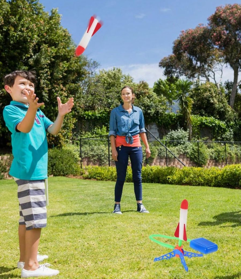 Children Air Stomp Rocket Launcher Toy Flying Foam Rockets Foot Pump Jump