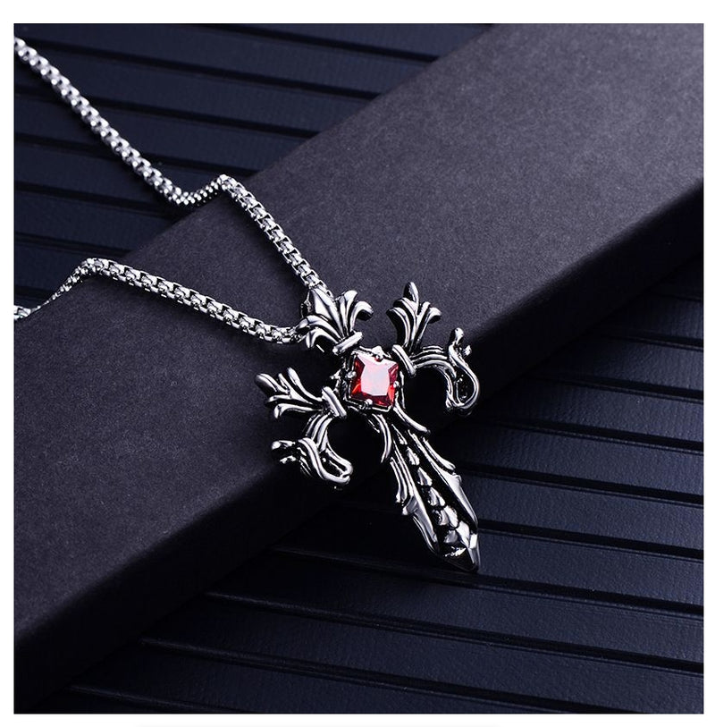 Double Dragon Cross Necklace Fashion Retro Christian Jesus Cross