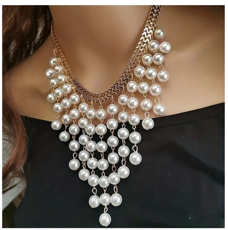 Long Pearl Tassel Necklace for Woman Trendy Elegant Creative Design - IPSTYLE