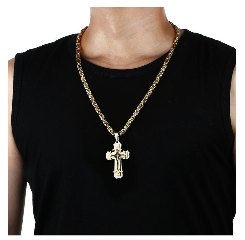 Cross Necklace Multi-layers Stainless Steel Cross Pendants Necklaces