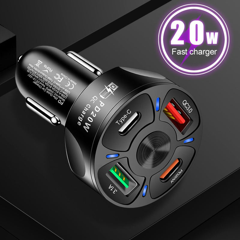 Car Charger Fast Charging PD QC3.0 USB C Phone Charger Adapter
