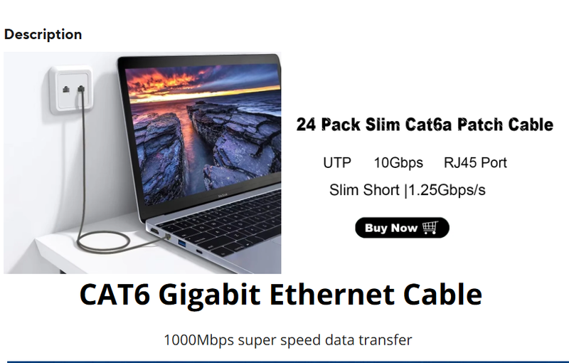 Cat6 1000Mbps Ethernet Cable RJ45 UTP LAN Wire Internet Cord Router Cable