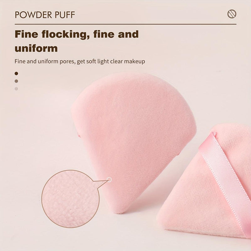 10-pack Reusable Triangular Powder Puffs - Soft Plush Sponge, Flocked Powder Puffs for Face Powder Makeup