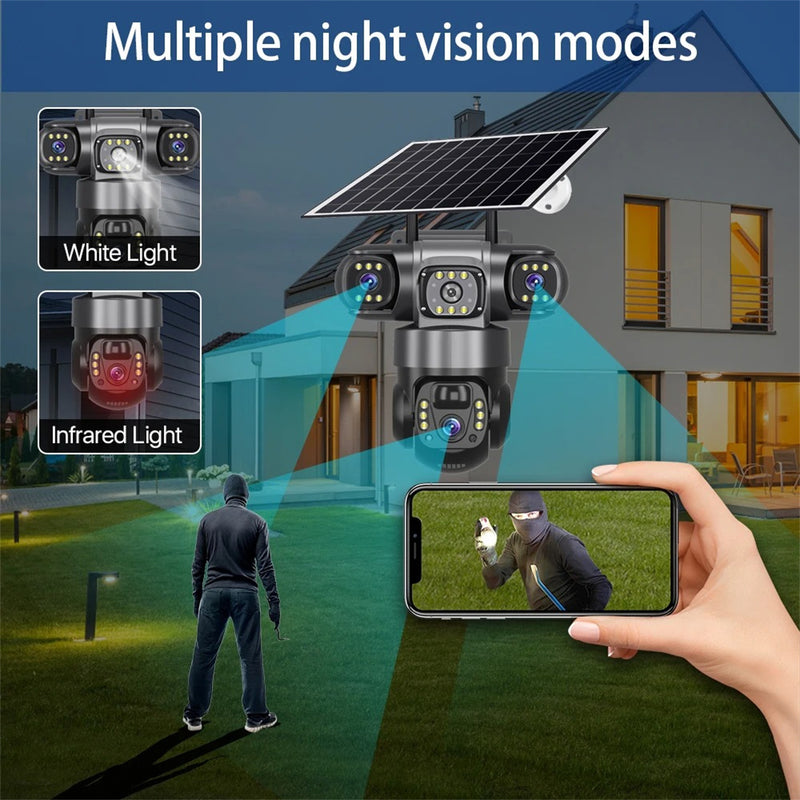 9MP Solar Security Camera Outdoor 4G/Wifi Human Detect Cameras Night Vision