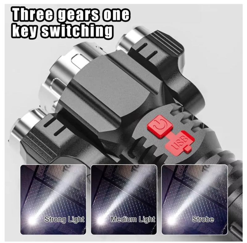 3 LED Flashlight Strong Waterproof Outdoor Camping Bike Light