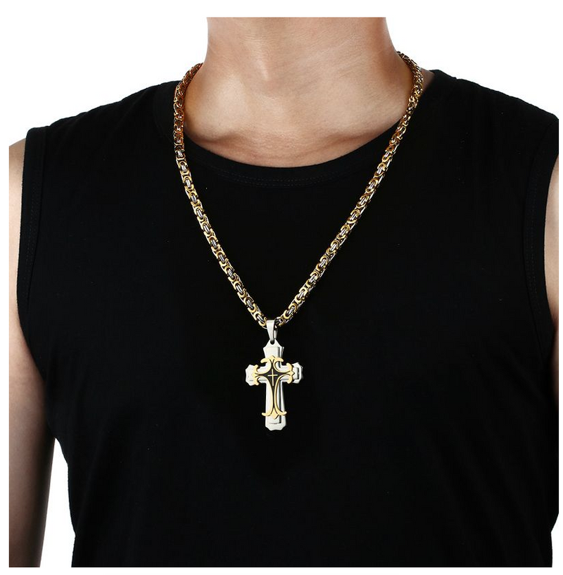 Cross Necklace Multi-layers Stainless Steel Cross Pendants Necklaces
