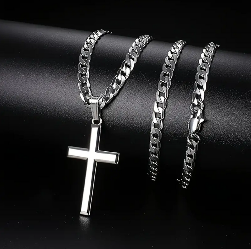 Cross Necklace for Men Woman Durable Cuban Crucifix Pendant Necklace
