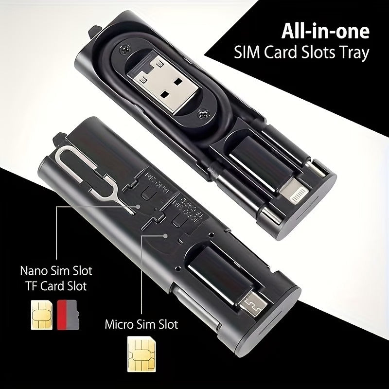 6-in-1 Ultra-Thin Travel Charging Cable – Type C, Lightning & Micro USB